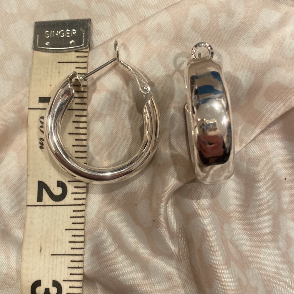 Silver hoop earrings gypsy style hoops like new vintage